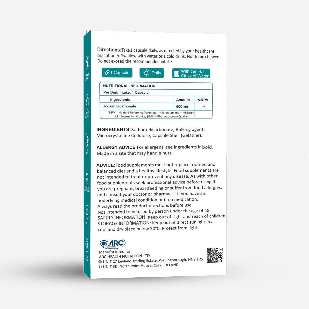 Sodium Bicarbonate 500mg 28 Capsules Arc Health Nutrition UK Ltd