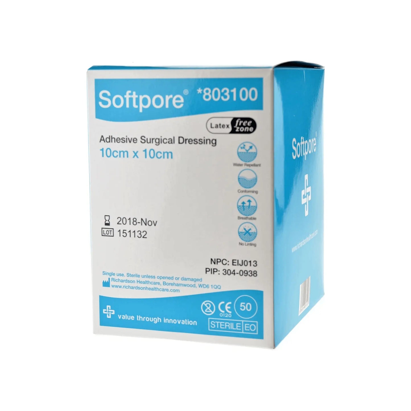 Softpore Adhesive 10cm x 10cm 10 Dressing - Arc Health Nutrition UK Ltd