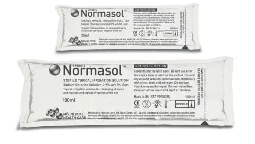 Sterets Normasol Sterile Topical Irrigation Solution Sachets 25ml, Pack of 25 by Molnlycke