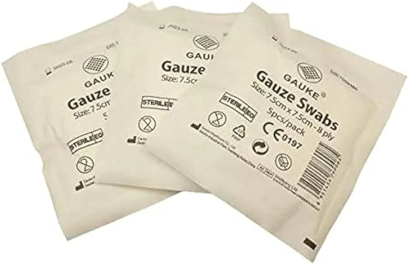 Sterile Gauze Swabs 7.5cm x 7.5cm (100 Swabs, 20pks of 5) Gauke