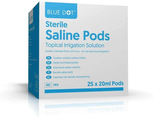 Sterile Saline Solution Eye Wound Eyewash Pods 25 x 20ml Boxed - Arc Health Nutrition