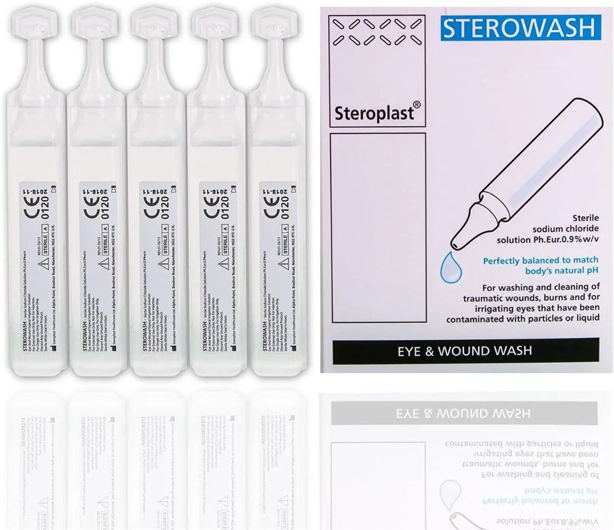 Steroplast 50 x 20ML STEROWASH STERILE SODIUM CHLORIDE MEDICAL FIRST AID WOUND CLEANING EYE WASH CLEANSER - Arc Health Nutrition UK Ltd