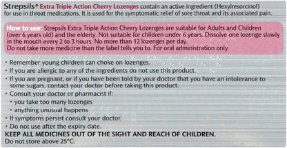 Strepsils Extra Triple Action Cherry Lozenges 24s