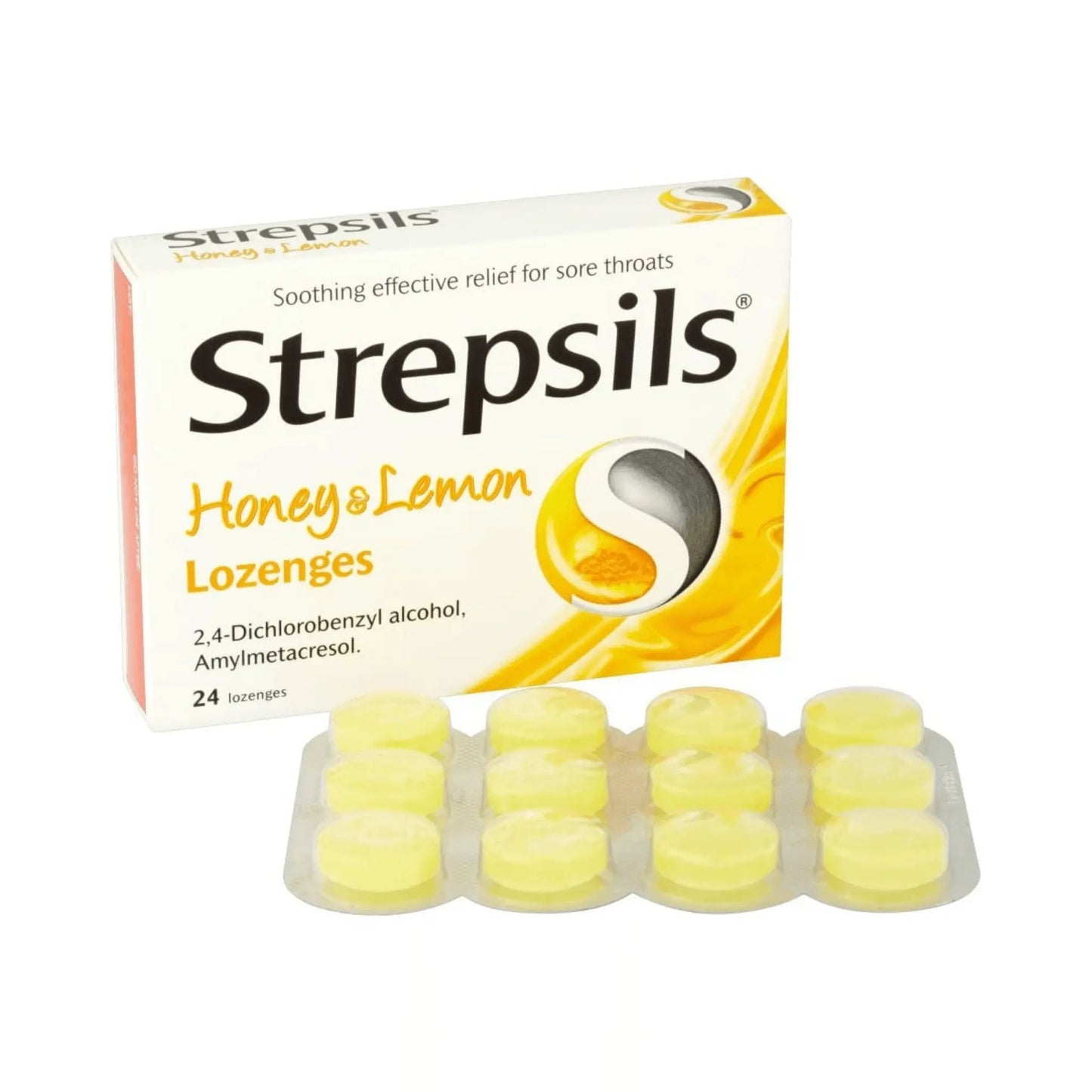 Strepsils Sore Throat Pain Relief Honey & Lemon Lozenges 24s