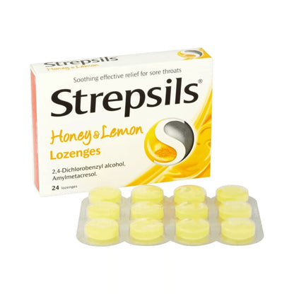 Strepsils Sore Throat Pain Relief Honey & Lemon Lozenges 24s