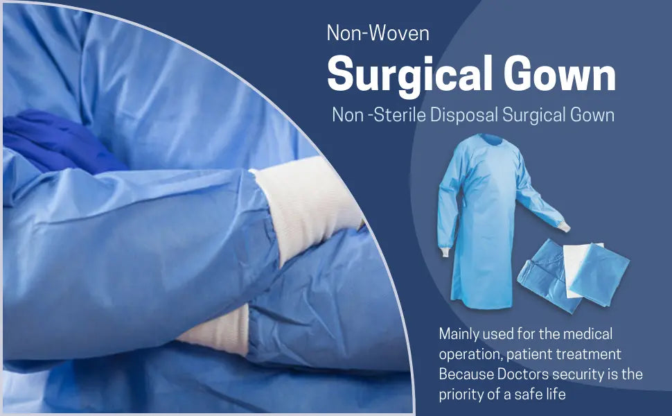 Surgical Isolation Blue Doctor Patient Gowns, 40 GSM Pack of 50 ARC Health Nutrition