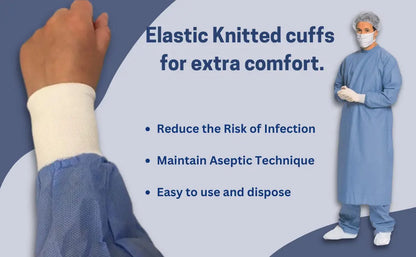 Surgical Isolation Blue Doctor Patient Gowns, 40 GSM Pack of 50 ARC Health Nutrition