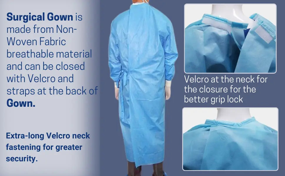 Surgical Isolation Blue Doctor Patient Gowns, 40 GSM Pack of 50 ARC Health Nutrition