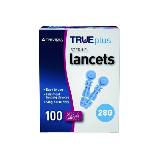 TRUEplus Single-Use Sterile Lancets 28 Gauge 100-Pieces trividia
