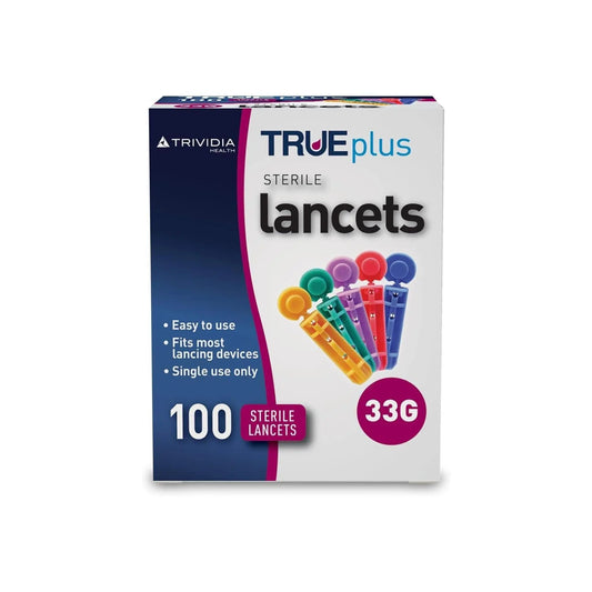 TRUEplus Single-Use Sterile Lancets 33 Gauge 100-Pieces trividia