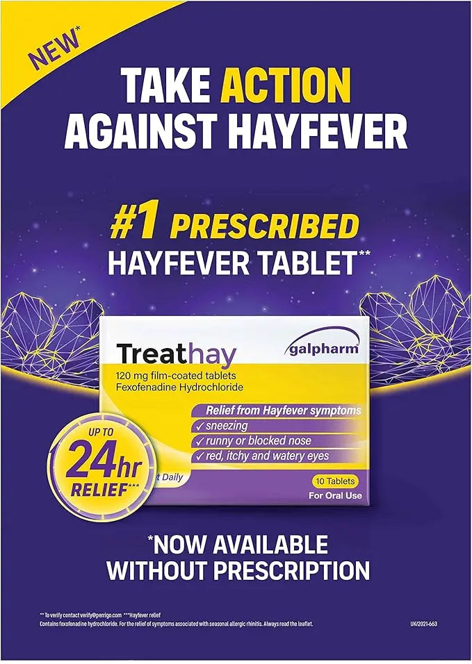 Treathay hayfever Fexofenadine Tablets – 10 Tablets ARC Health Nutrition