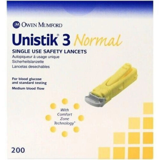 Unistik 3 AUAT1044 Single Use Safety Lancet, Comfort, 1.8mm Depth, Pack of 200 Unistik 3