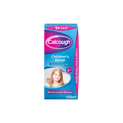 CALCOUGH Children's Syrup Coughs & Sore Throats Relief Blackcurrant Flavour – 125ml