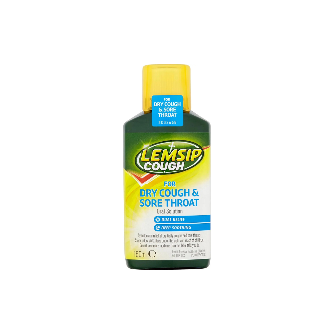 Lemsip Cough Syrup Dry Cough & Sore Throat – 180ml