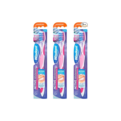 Wisdom Advanced Active Whitening Instant Bright Toothbrush, Set of 3