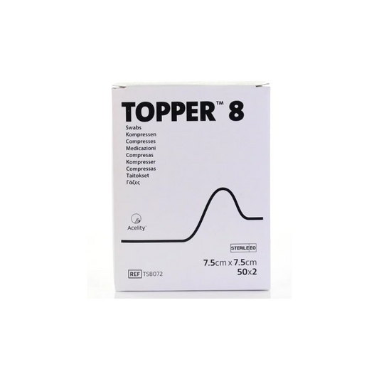 3M Topper 8 Gauze Swabs 7.5 cm x 7.5 cm, 100 Sterile Swabs Ref. P55552