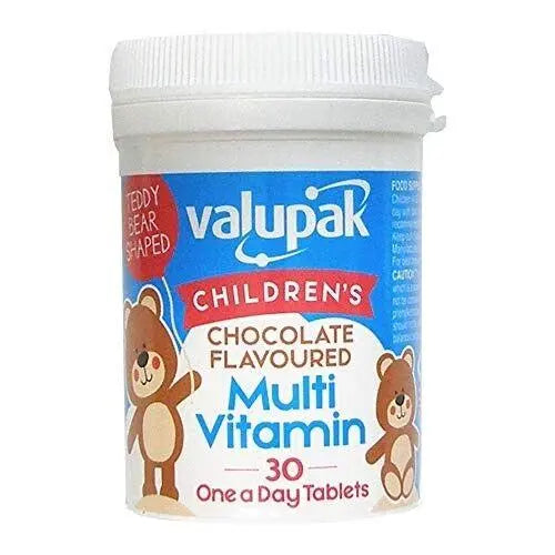 Valupak Multi Vitamin Children's Kids 30, 60 or 90 Chewable Tablets Chocolate