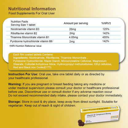 Vitamin B Compound Complex Strong 28 Tablets Sipco