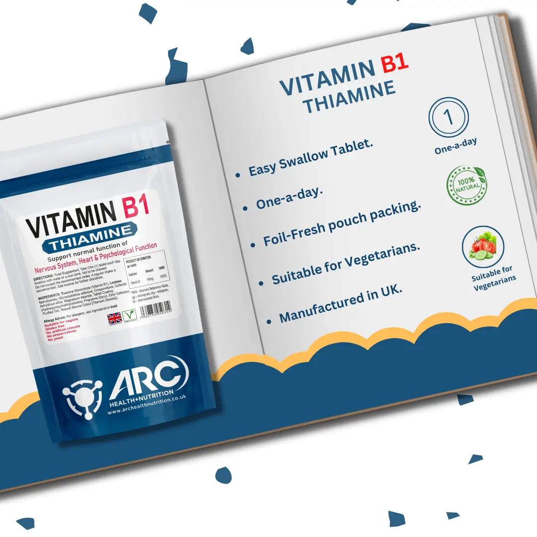Vitamin B1 Thiamine 50mg Tablets for Energy and Nervous System Support