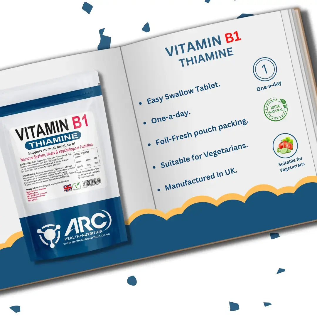 Vitamin B1 Thiamine 50mg Tablets for Energy and Nervous System Support Arc Health Nutrition