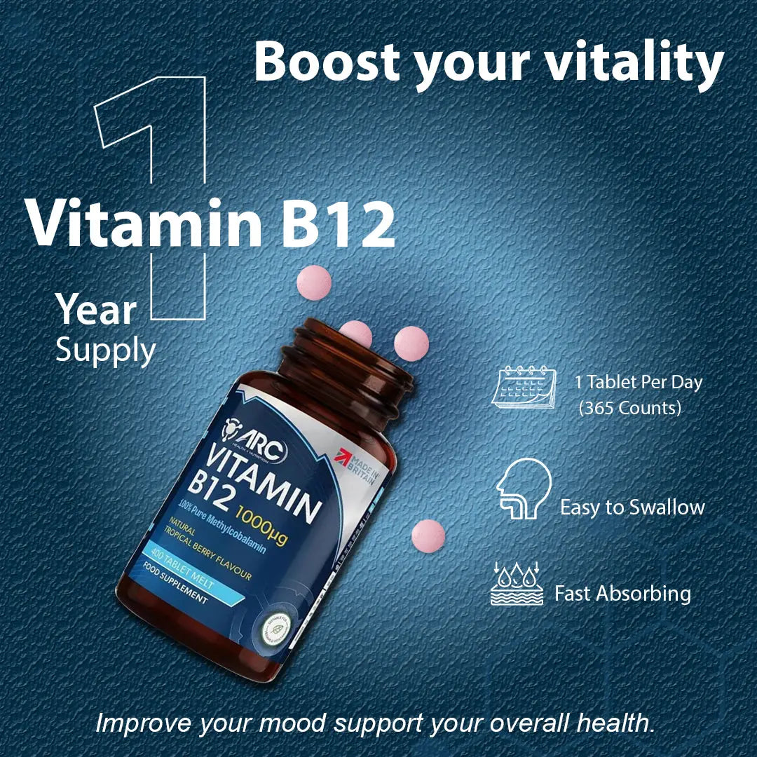 Vitamin B12 1000mcg Chewable Berry Flavour Sugar Free Arc Health Nutrition