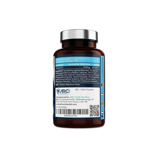 Vitamin B12 Methycobalamin Chewable Berry Flavour Sugar Free Supplement 400 Tablets Arc Health Nutrition