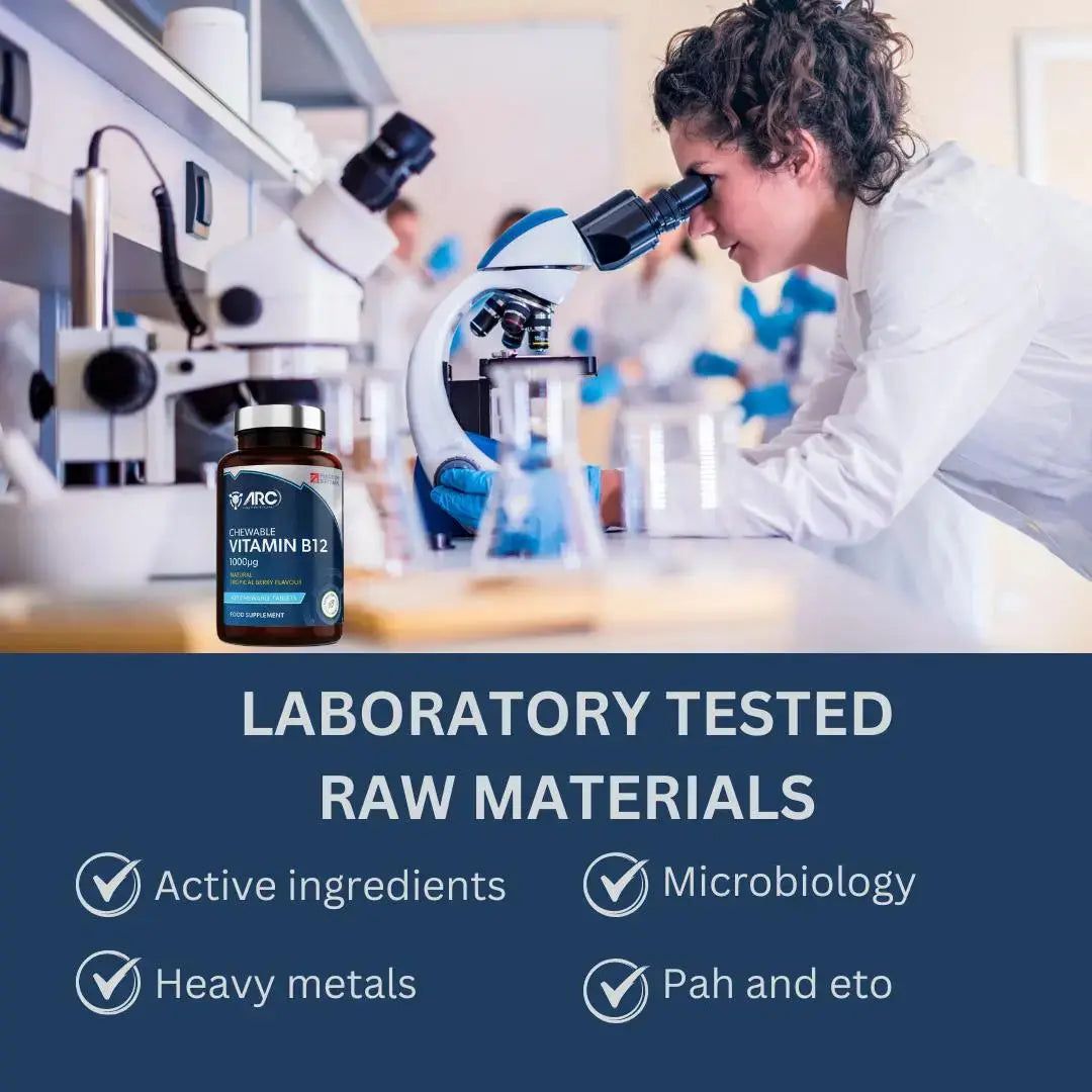 Vitamin B12 Methycobalamin Chewable Berry Flavour Sugar Free Supplement 400 Tablets Arc Health Nutrition