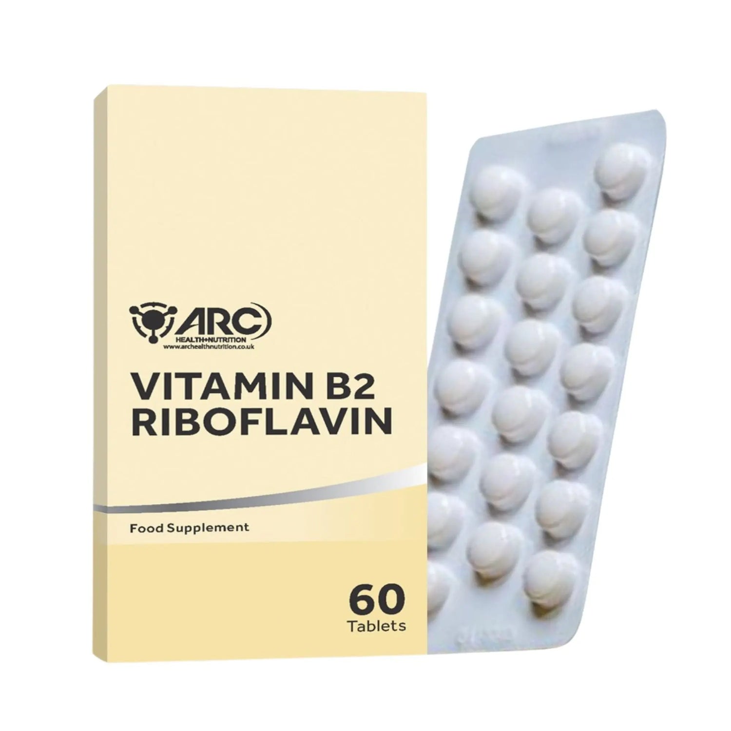 Vitamin B2 Riboflavin Supplement 60 Vegan Tablets Arc Health Nutrition UK Ltd