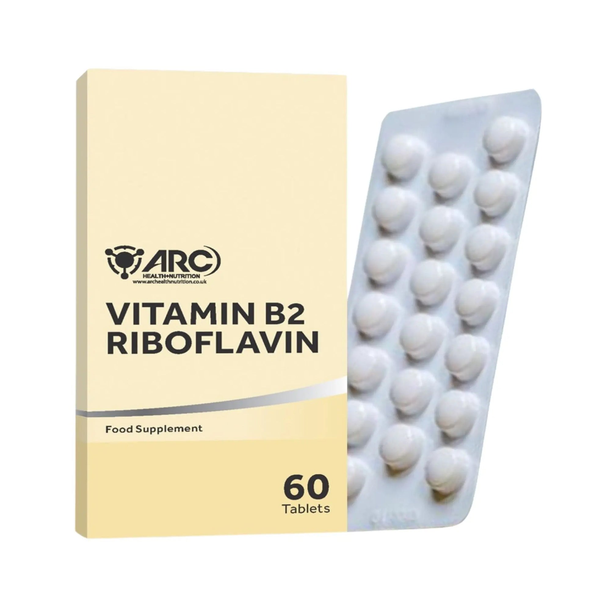 Vitamin B2 Riboflavin Supplement 60 Vegan Tablets Arc Health Nutrition UK Ltd