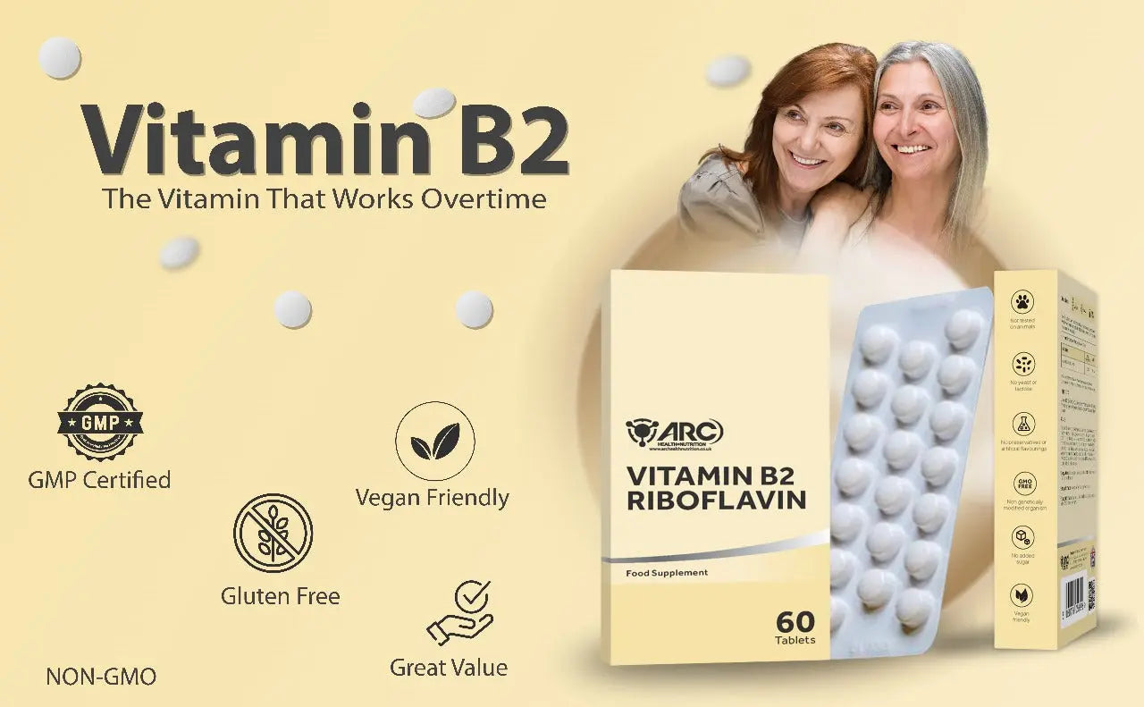 Vitamin B2 Riboflavin Supplement 60 Vegan Tablets Arc Health Nutrition UK Ltd