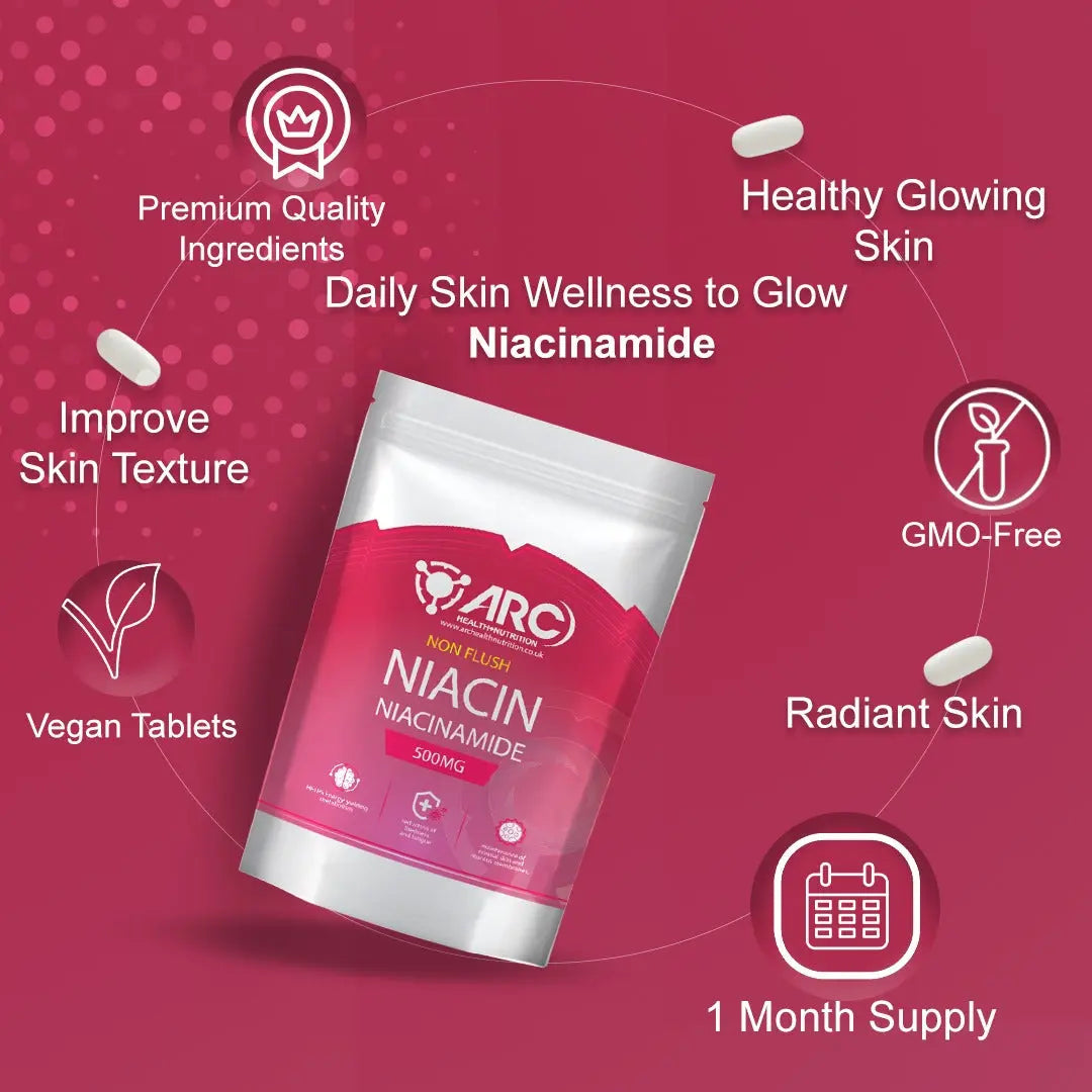 Vitamin B3 Niacinamide Niacin 500mg Tablets for men & women Arc Health Nutrition Ltd