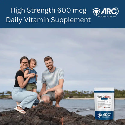 Vitamin K2 MK7 Menaquinone 600mcg Tablets for Strong and Healthy Bones Arc Health Nutrition