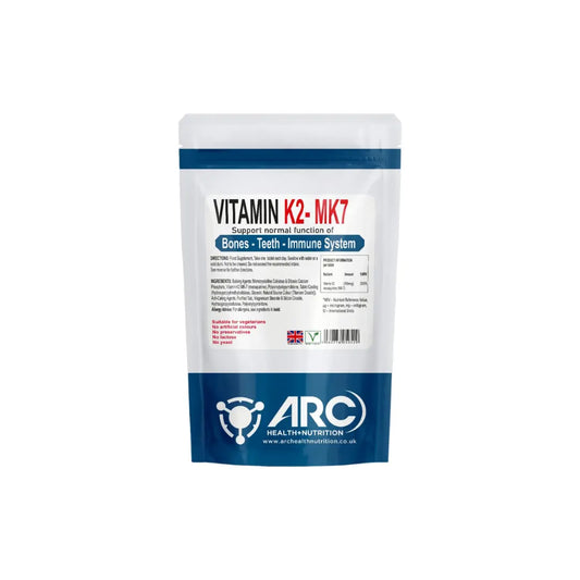 Vitamin K2 MK7 (Menaquinone) 100mcg VEGETARIAN Tablets Arc Health Nutrition UK Ltd