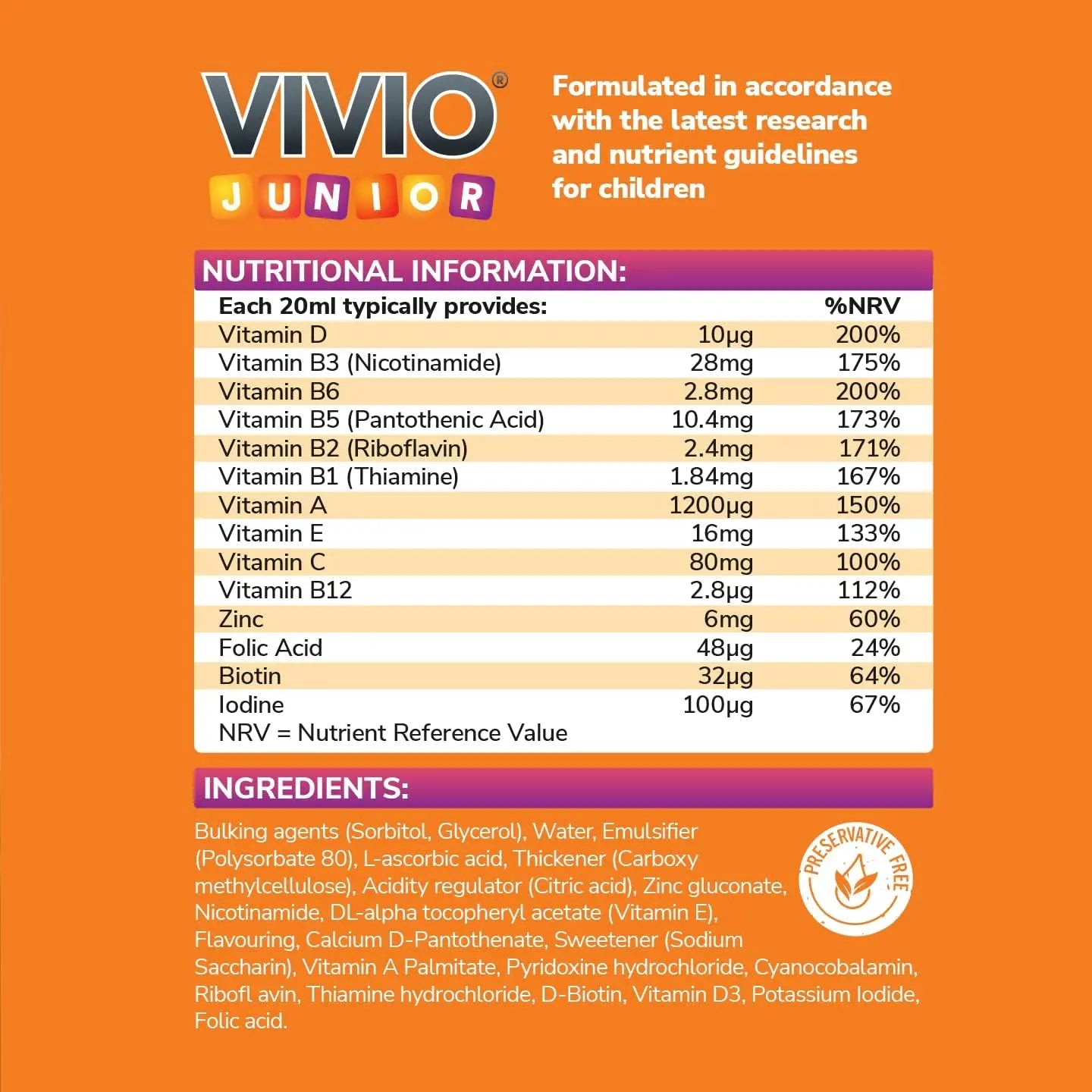 Vivio Junior Multivitamin Tonic - 250ml VIVIO