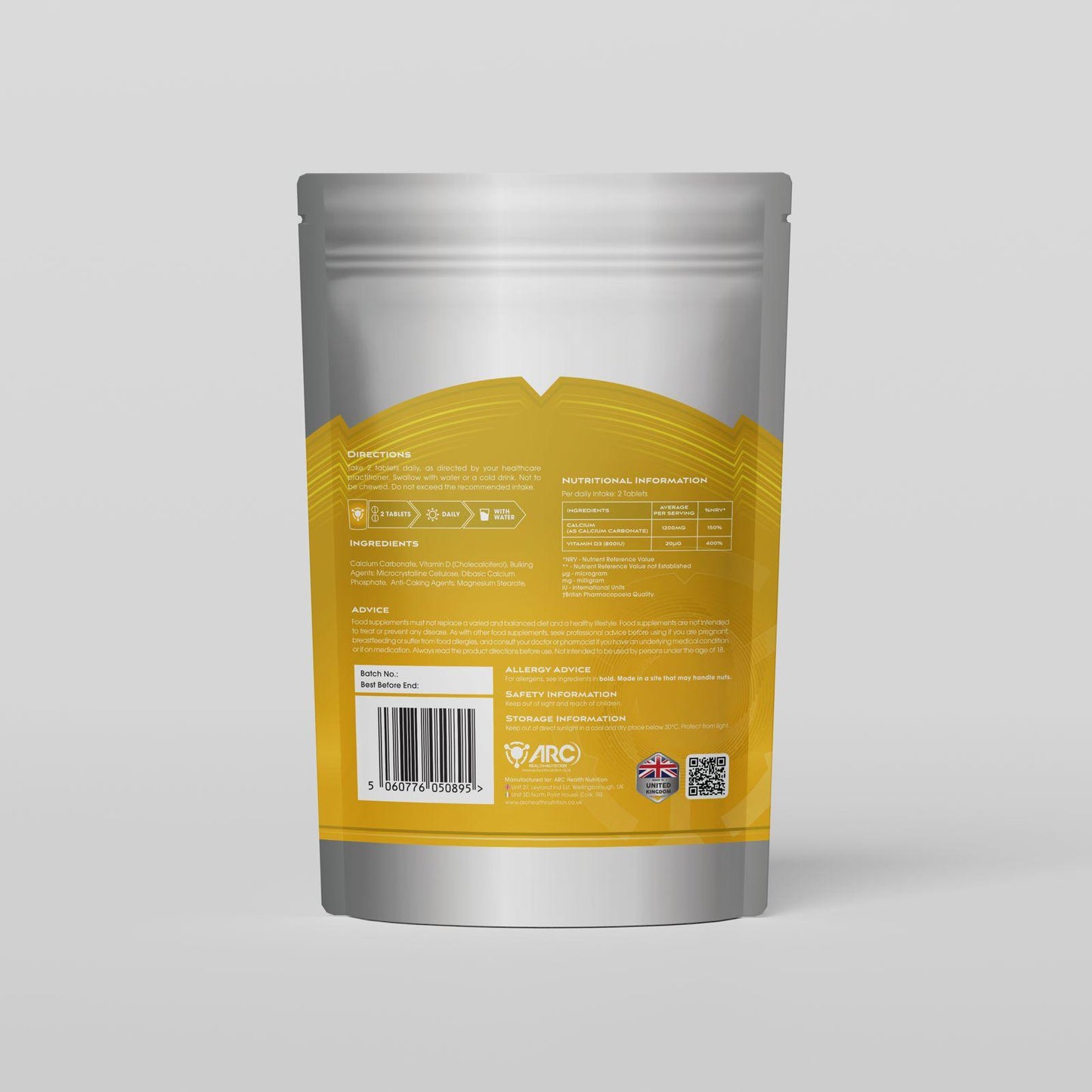 Calcium and Vitamin D3 Supplement Tablets men & Women