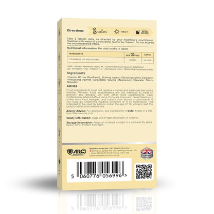 Vitamin B2 Riboflavin 400mg Supplement 60 Vegan Tablets