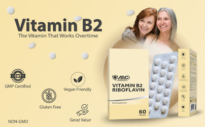 Vitamin B2 Riboflavin 400mg Supplement 60 Vegan Tablets