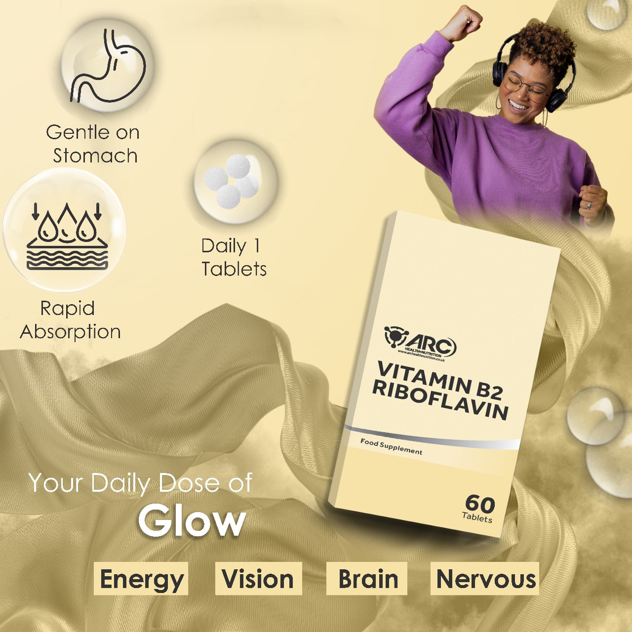 Vitamin B2 Riboflavin 400mg Supplement 60 Vegan Tablets