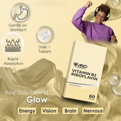 Vitamin B2 Riboflavin 400mg Supplement 60 Vegan Tablets