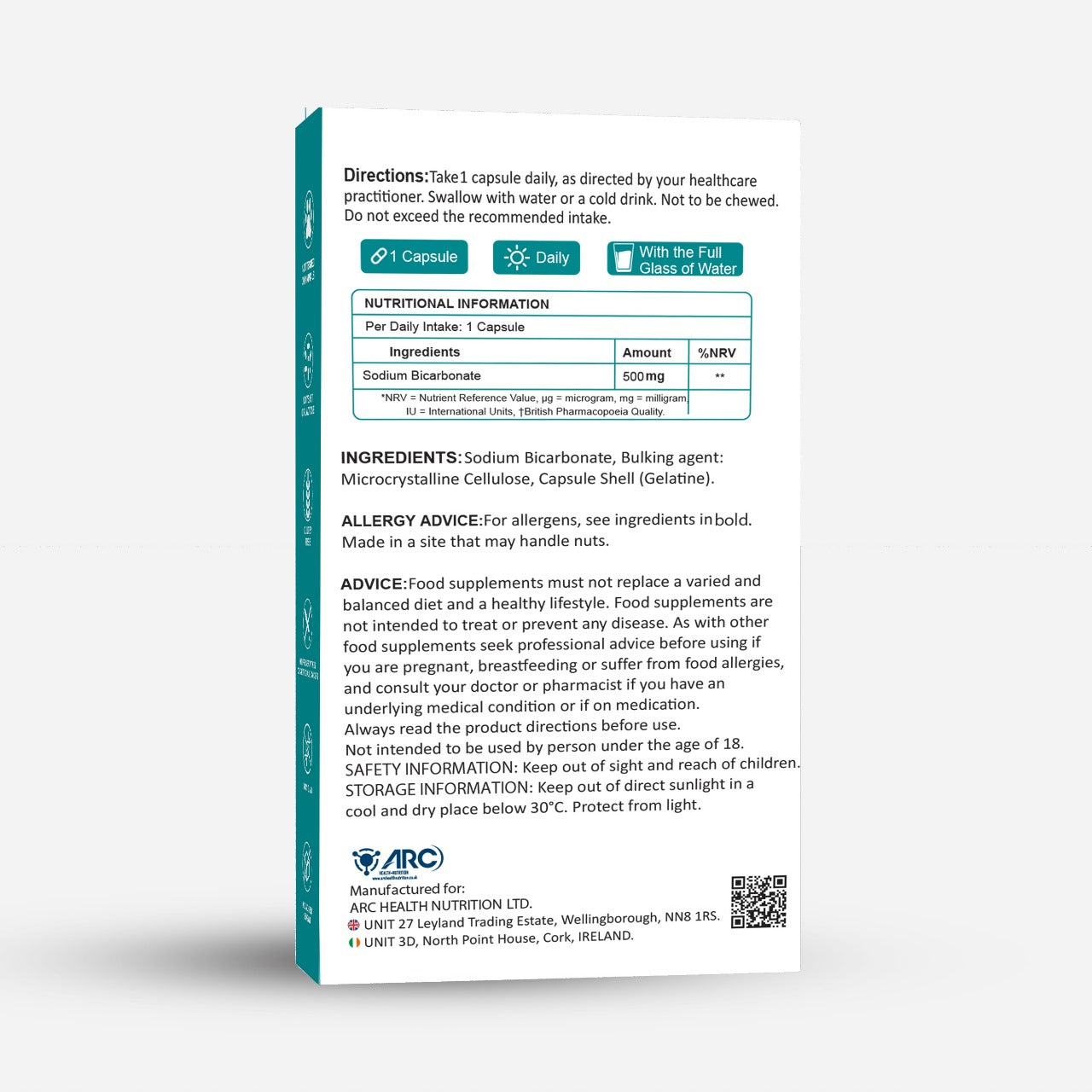 Sodium Bicarbonate 500mg 28 Capsules