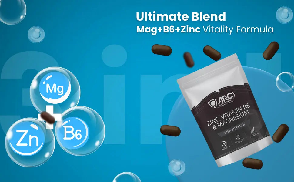 ZMA + Zinc Magnesium & Vitamin B6 180 Supplement Tablets Arc Health Nutrition UK Ltd