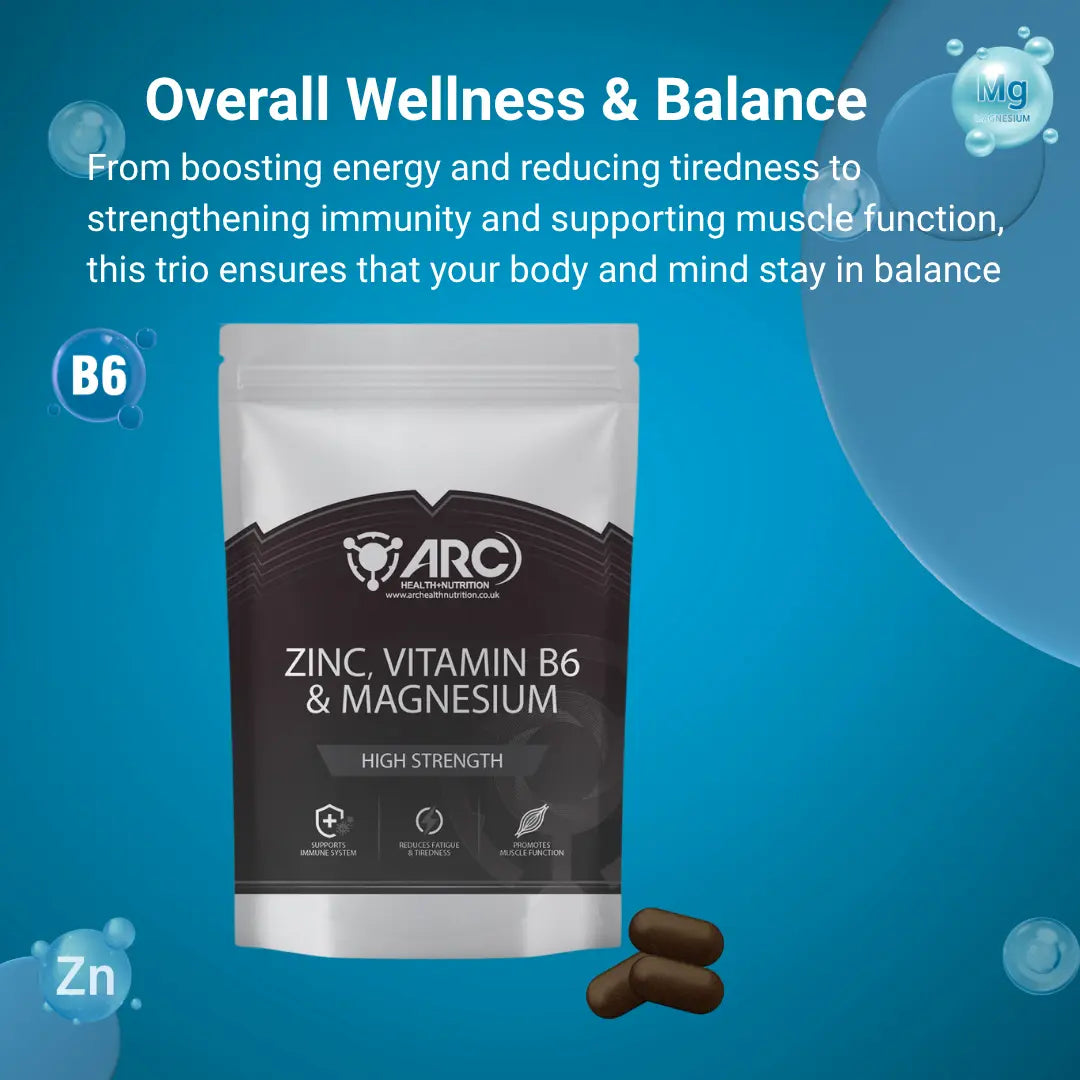 ZMA + Zinc Magnesium & Vitamin B6 180 Supplement Tablets Arc Health Nutrition UK Ltd