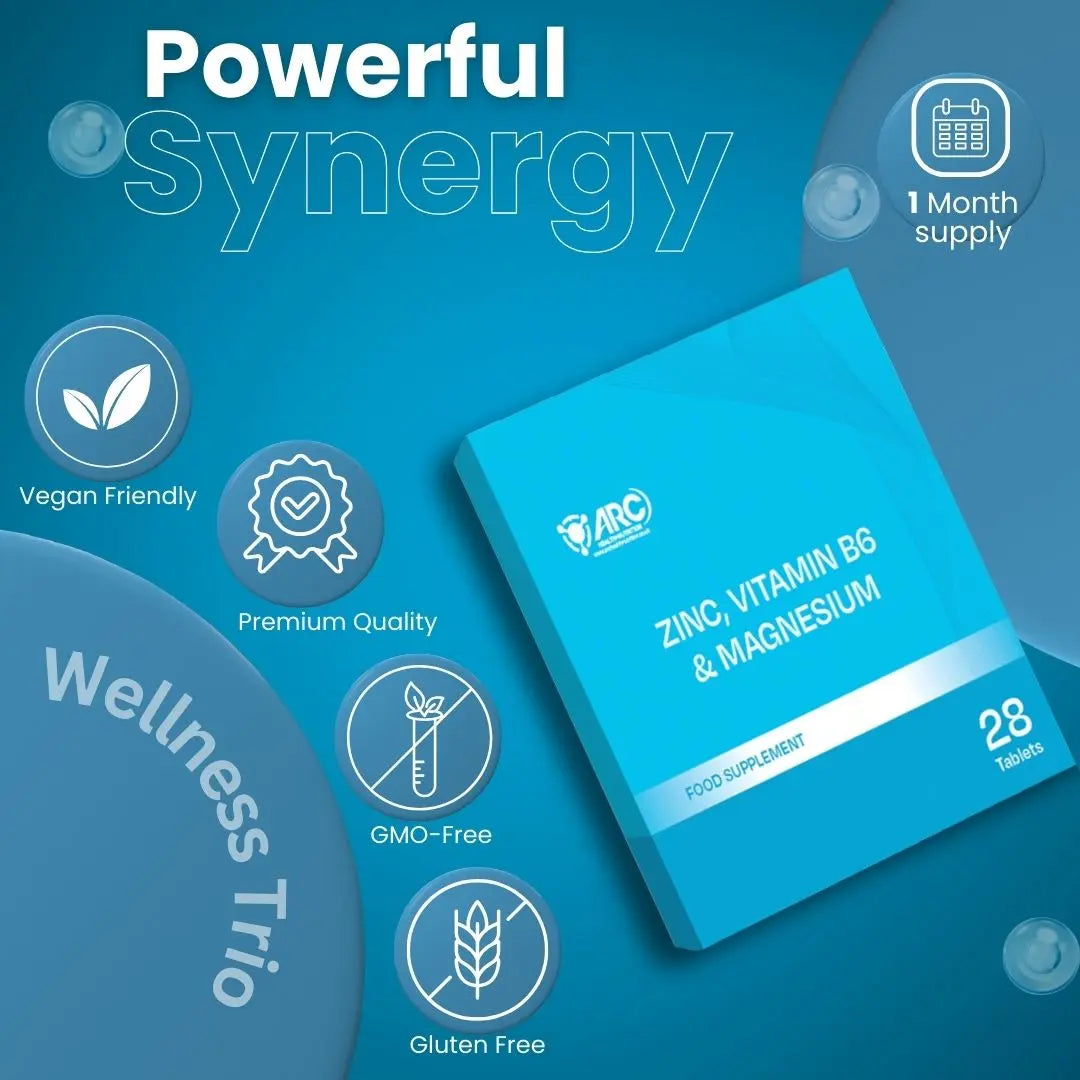 ZMA + Zinc Magnesium & Vitamin B6 28 Supplement Tablets Arc Health Nutrition UK Ltd
