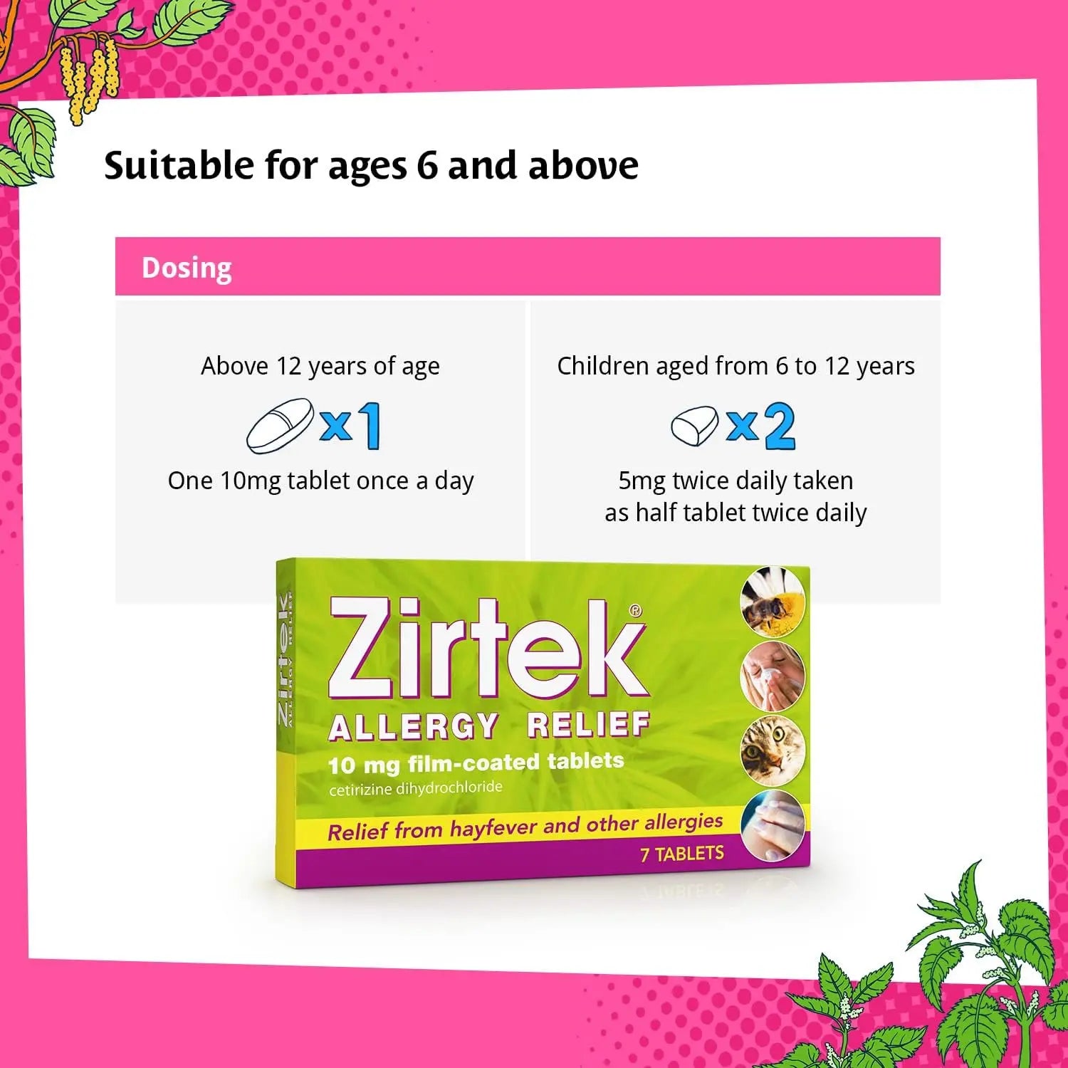 Zirtek Allergy Relief 7 Tablets Zirtek