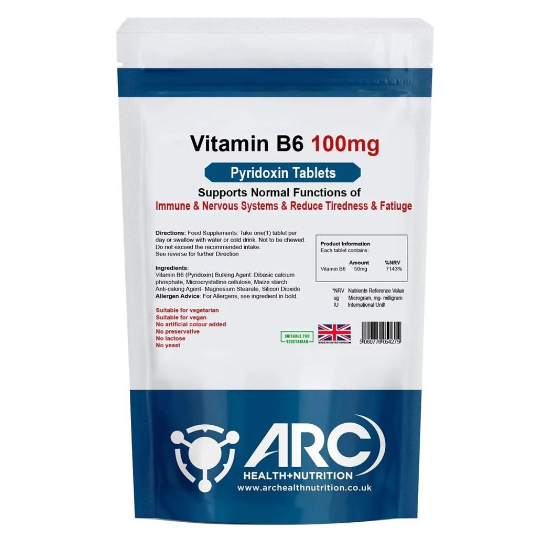 Vitamin B6 Pyridoxine 100mg Supplement Tablets