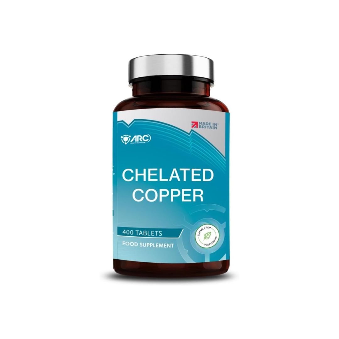Chelated Copper Supplement 400 Tablets for Men & Women - Vegan, Made in UK