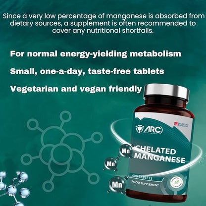 Chelated Manganese 14mg Supplement 400 Vegan Tablets
