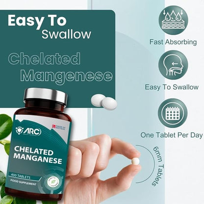 Chelated Manganese 14mg Supplement 400 Vegan Tablets