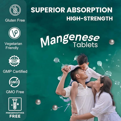 Chelated Manganese 14mg Supplement 400 Vegan Tablets