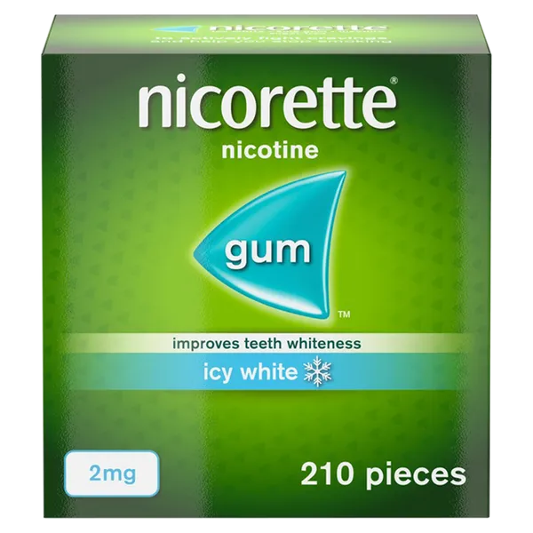 Nicorette Icy White 2mg Nicotine Gum, Whitening -210 Pieces